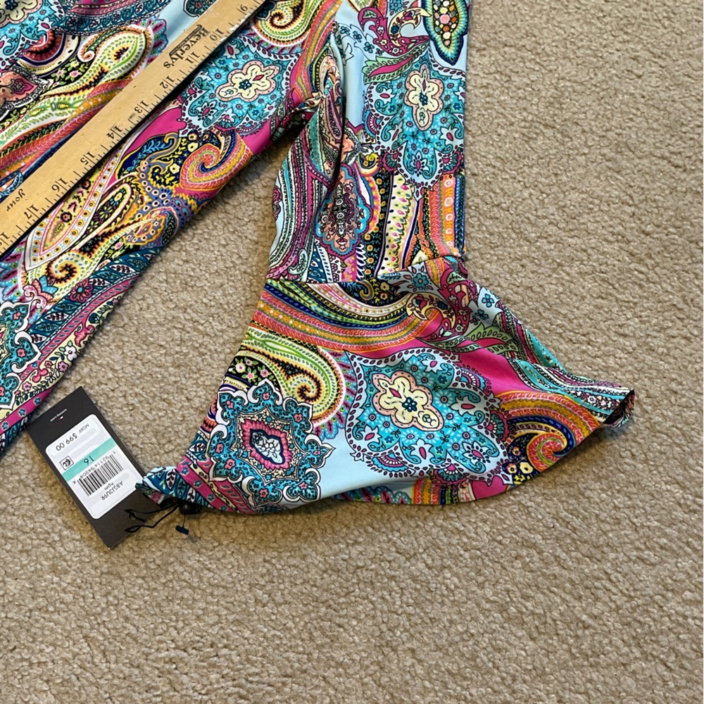 Tommy Hilfiger - paisley print, bell sleeve shift dress - Size 16 - Picture 10 of 12
